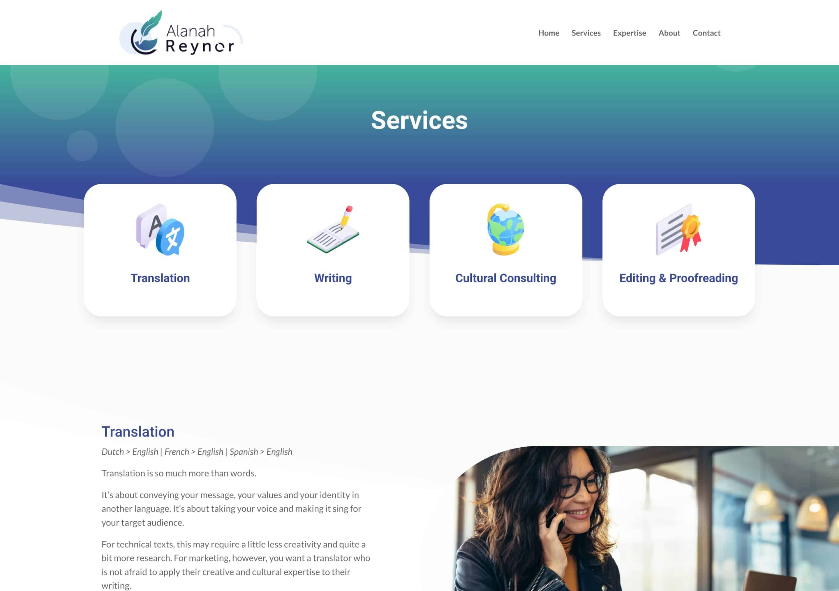 Alanah Reynor - Site Vitrine - WordPress