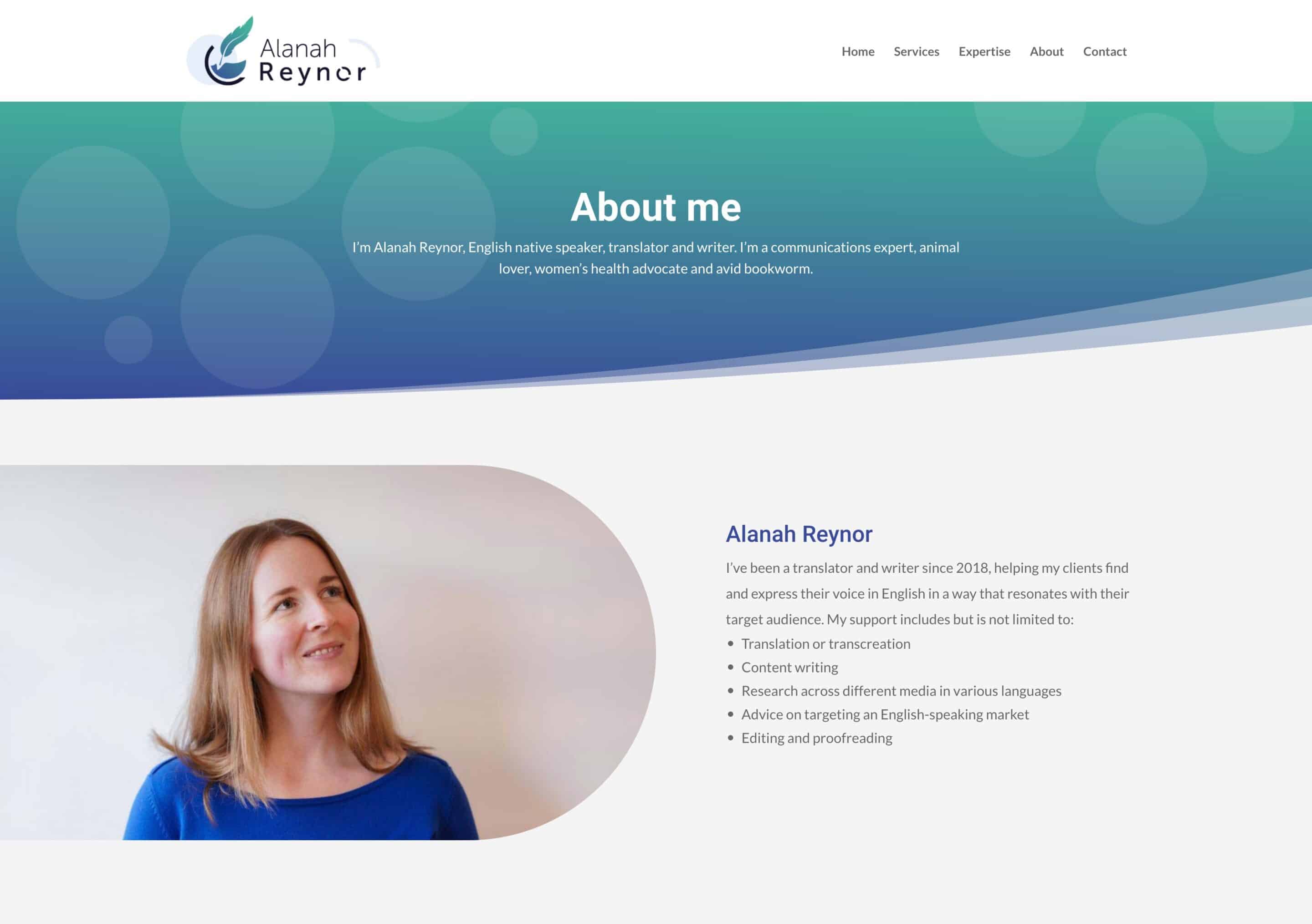 Alanah Reynor - Site Vitrine - WordPress