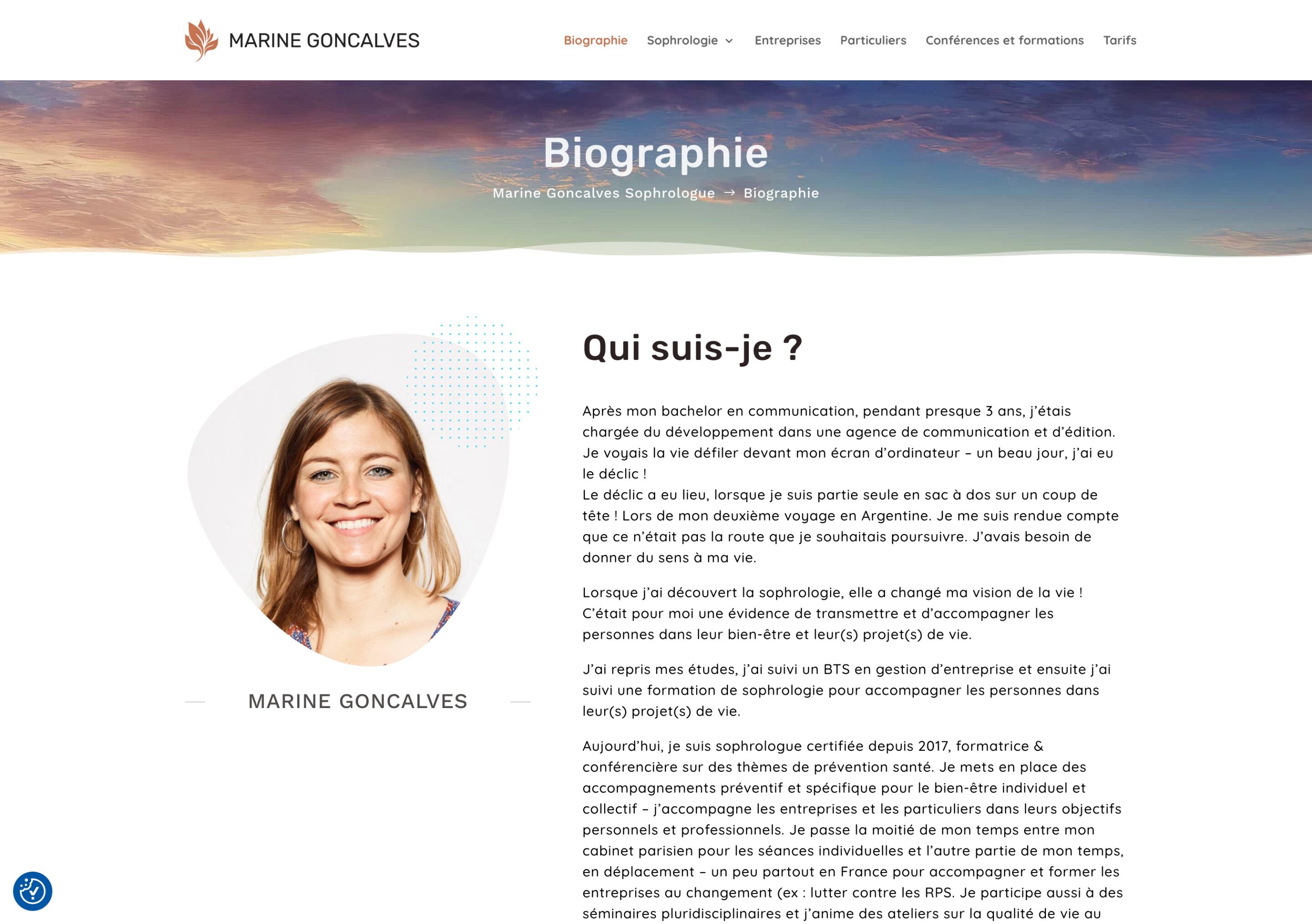 Marine Goncalves - Site Vitrine - WordPress