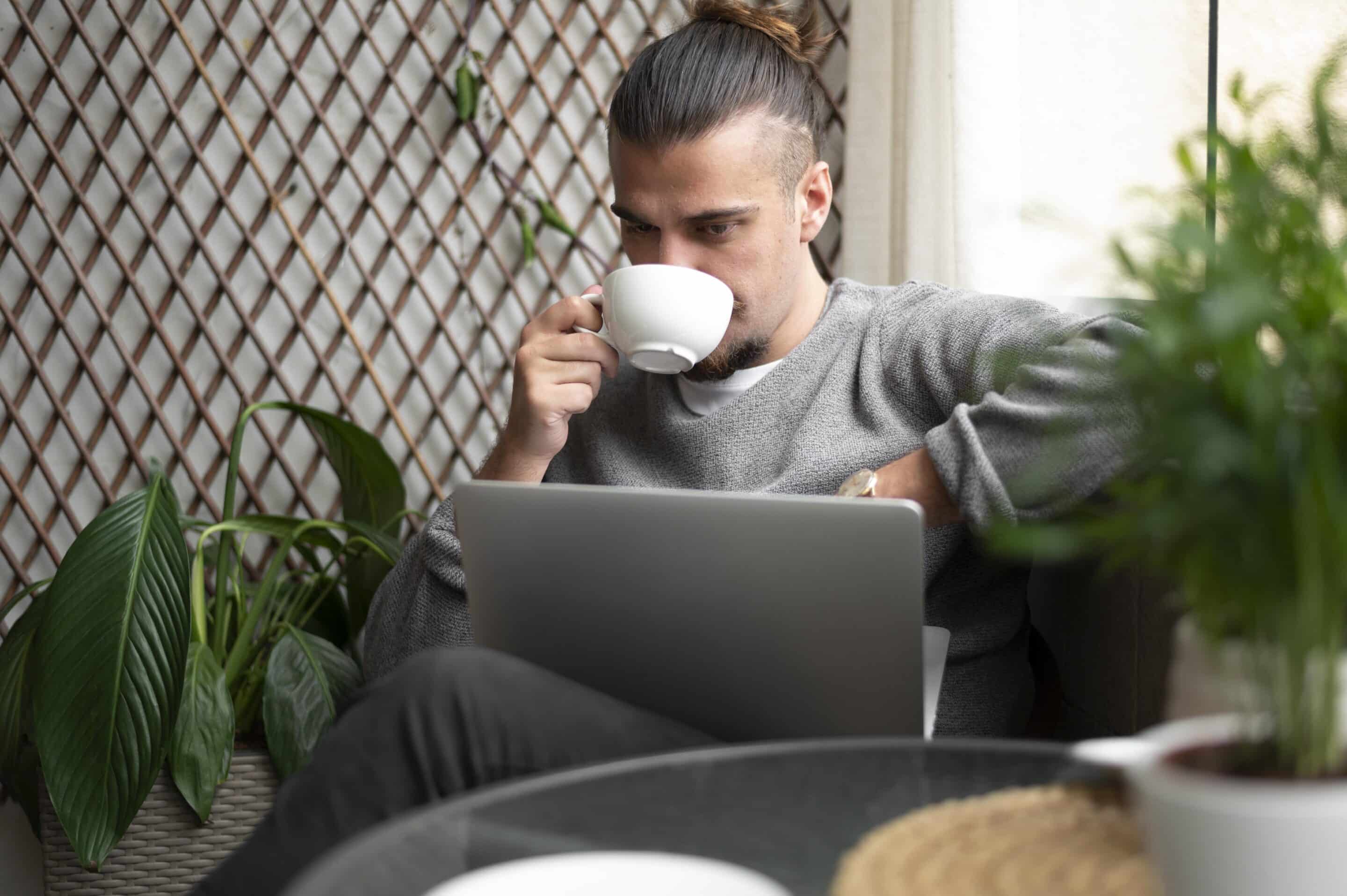 medium shot man drinking coffee cup scaled