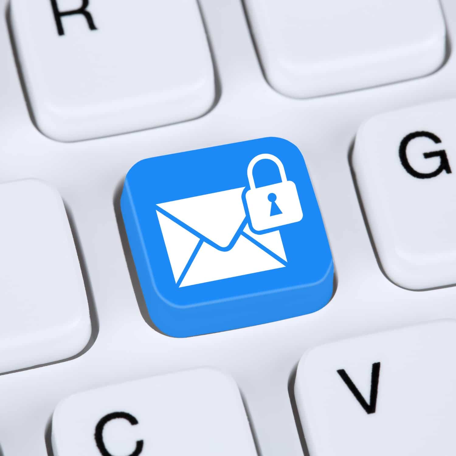 computer concept sending encrypted email protection secure mail via internet